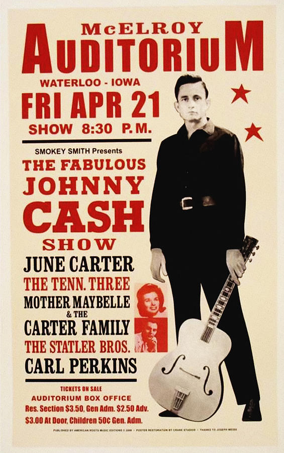 Johnny Photograph - Johnny Cash Concert Poster by Bill Cannon