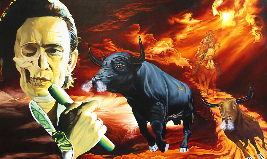 Johnny Cash Painting - Johnny Cash-Ghost Rider by Joshua Morton