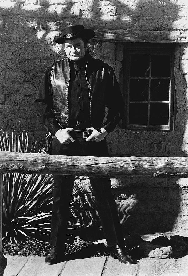 Johnny Cash gunslinger hitching post Old Tucson Arizona 1971  Photograph by David Lee Guss