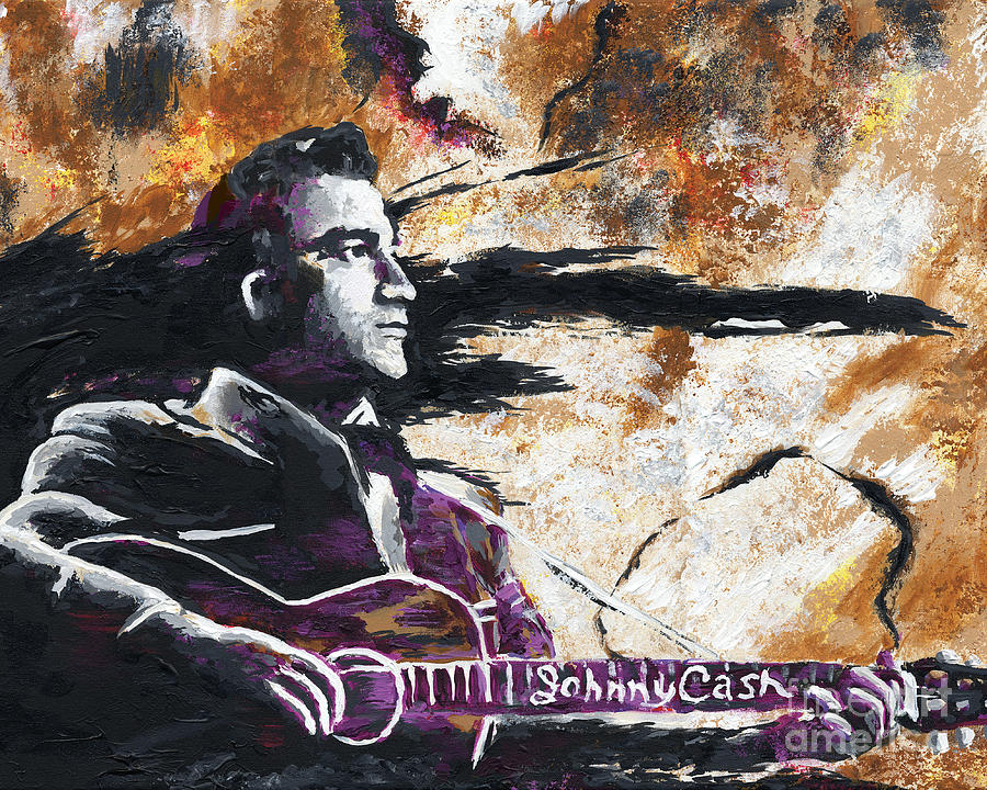 Johnny Cash Painting - Johnny Cash Original Painting Print by Ryan Rock Artist