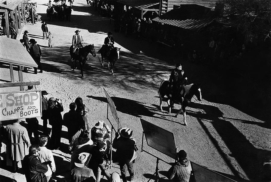 Johnny Cash riding horse filming promo main street Old Tucson Arizona 1971 Photograph by David Lee Guss