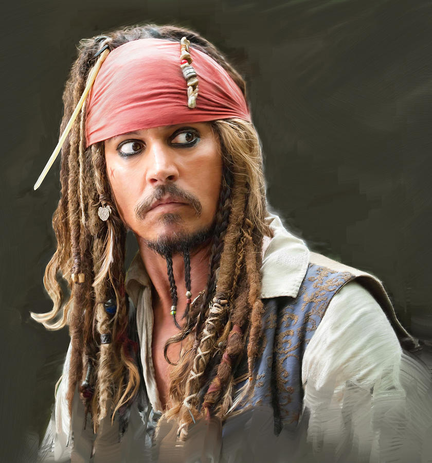 Johnny Depp as captain Jacques Sparrow Painting by Dominique Amendola