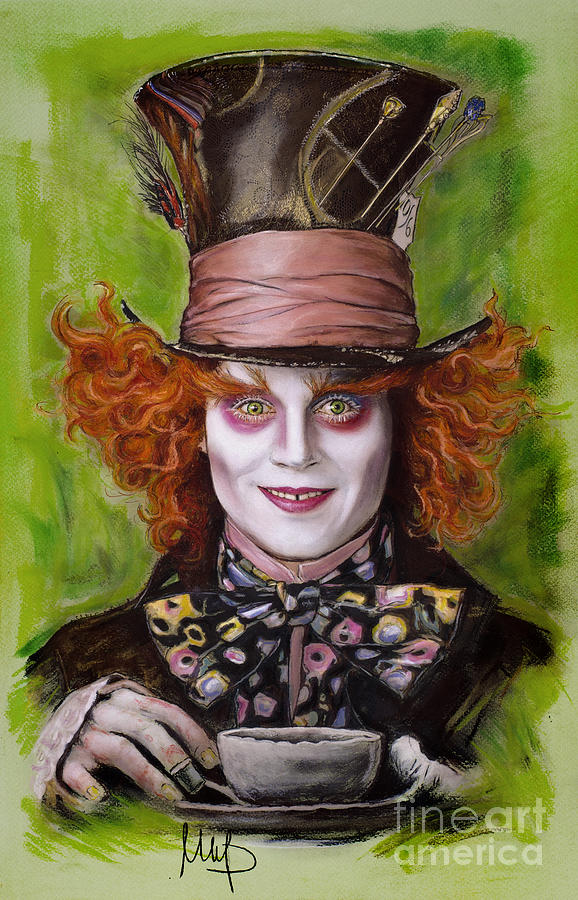 Alice In Wonderland Movie Drawing - Johnny Depp as Mad Hatter by Melanie D