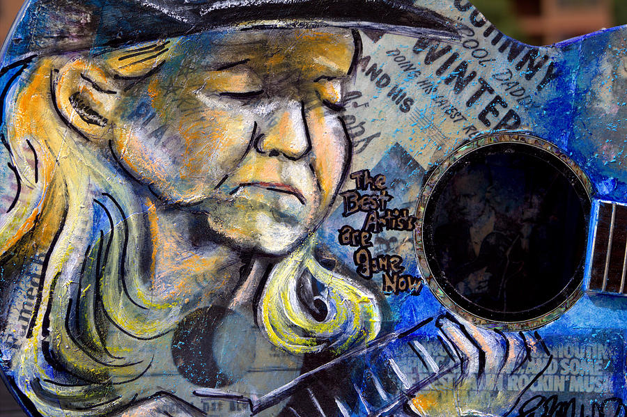 Music Photograph - Johnny Winter Painted Guitar by Fiona Kennard