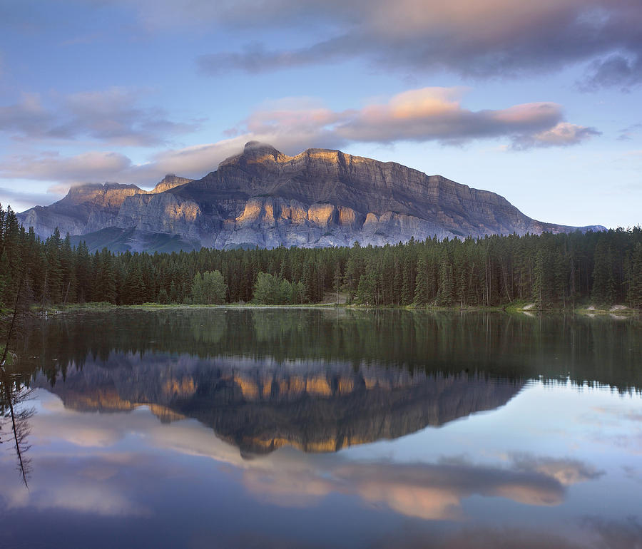 Banff National Park Photograph - Johnson Lake And Mt Rundle Banff by Tim Fitzharris