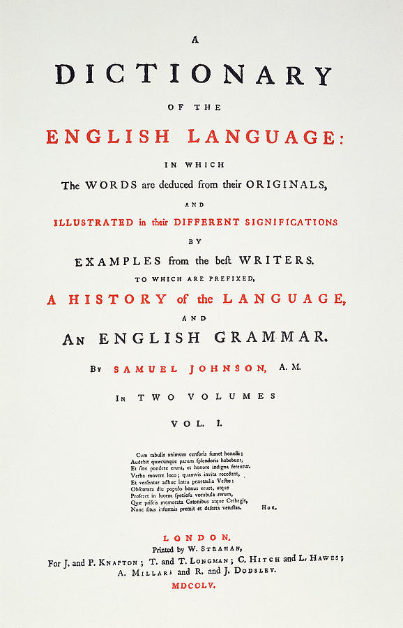 Johnsons Dictionary, 1755 Painting by Granger