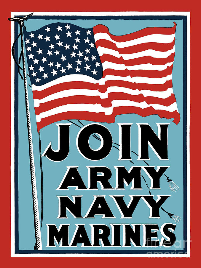 Join Digital Art - Join Army Navy Marines by God and Country Prints