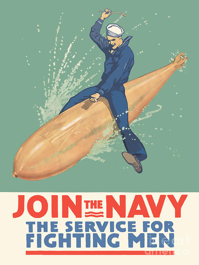 Navy Digital Art - Join the Navy the Service for Fighting Men by God and Country Prints