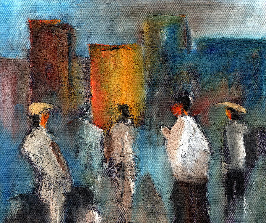 Join the Queue Painting by Val Byrne