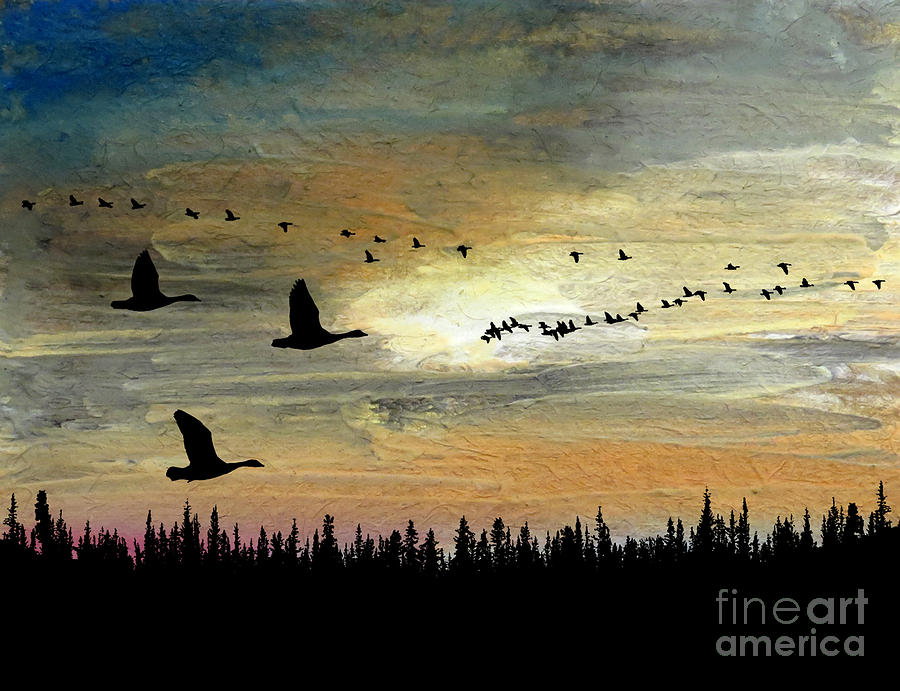 Joining the Flock Mixed Media by R Kyllo