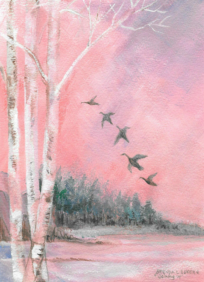 Bird Painting - Joining Up by Brenda L  Baker