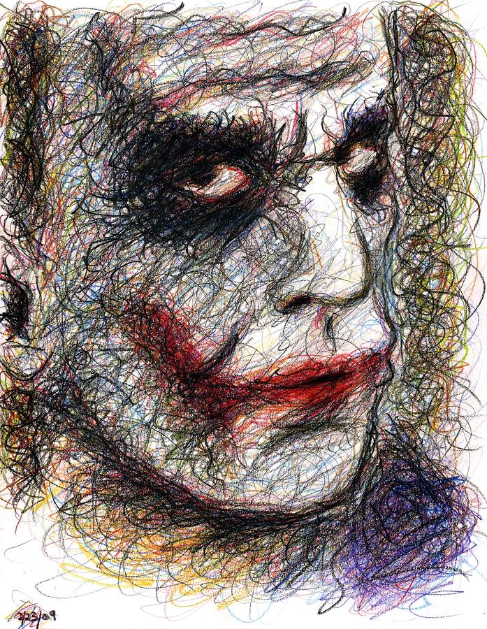 Batman Movie Drawing - Joker - Pout by Rachel Scott