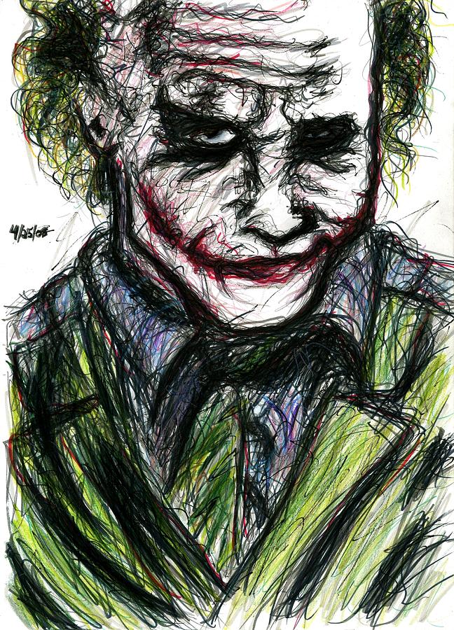 Batman Movie Drawing - Joker - Smirk by Rachel Scott
