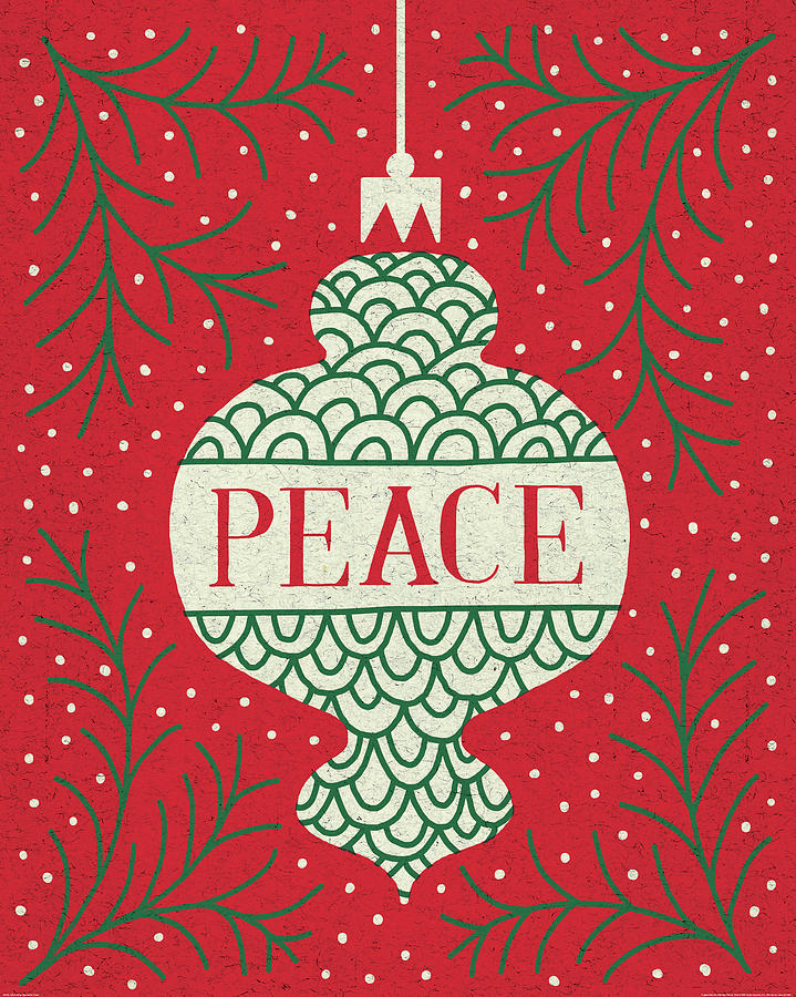 Christmas Painting - Jolly Holiday Ornaments Peace by Michael Mullan