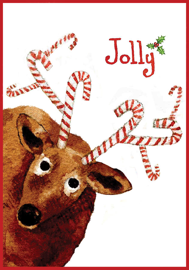 Christmas Mixed Media - Jolly Holiday Reindeer by Caroline Stanko