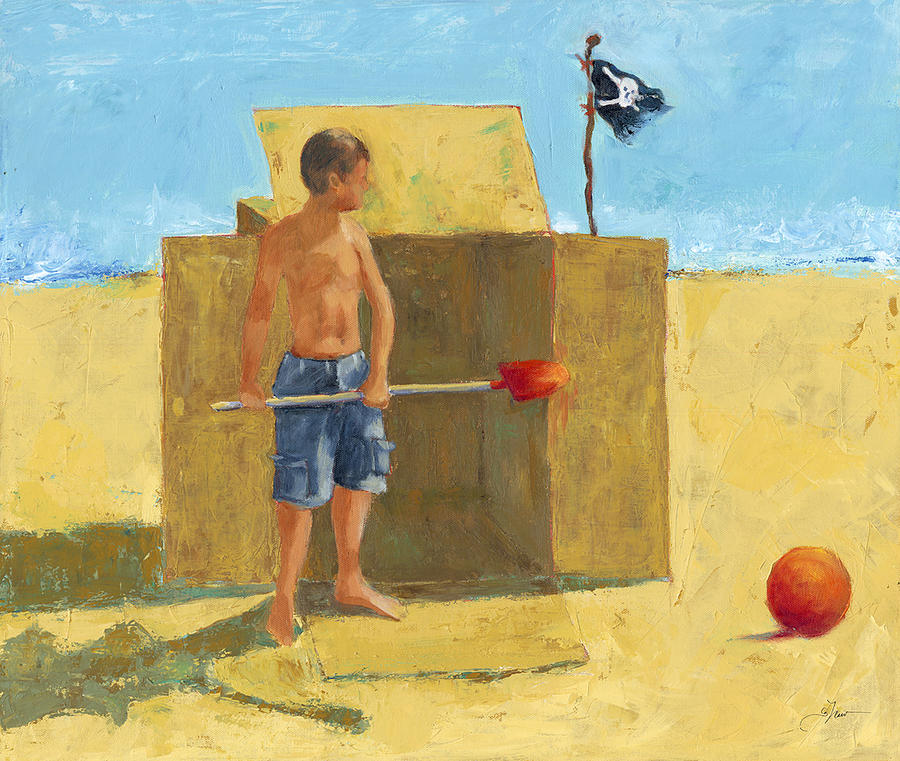 Jolly Roger - Box at the Beach Series Painting by Beverly Shaw-starkovich