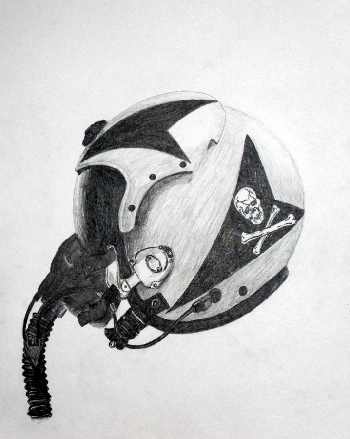 fighter pilot helmet drawing
