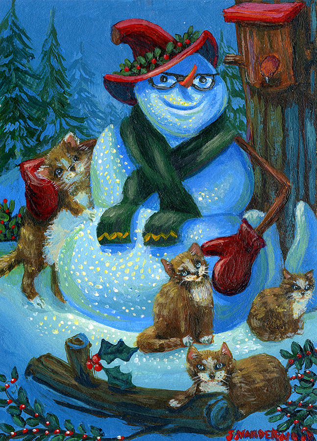 Jolly Snowman and Friends Painting by Jacquelin L Westerman