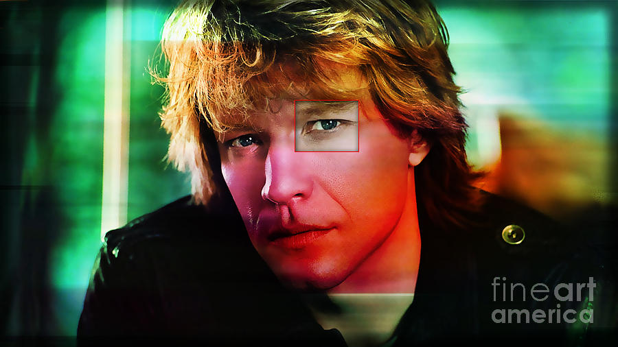 Celebrity Mixed Media - Jon Bon Jovi over Jon Bon Jovi by Marvin Blaine