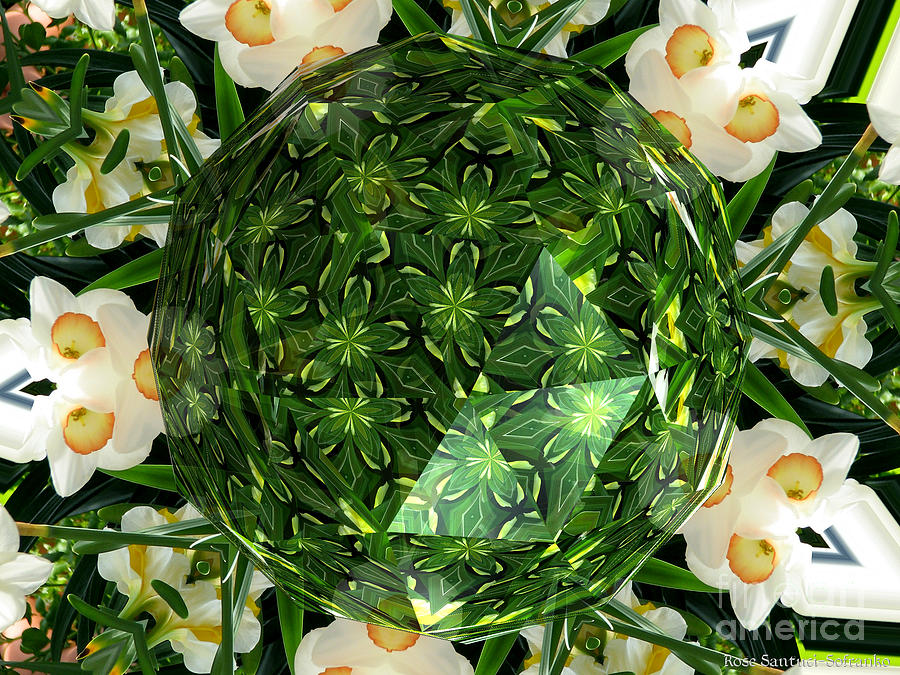 Flower Photograph - Jonquil Kaleidoscope under Polyhedron Glass by Rose Santuci-Sofranko