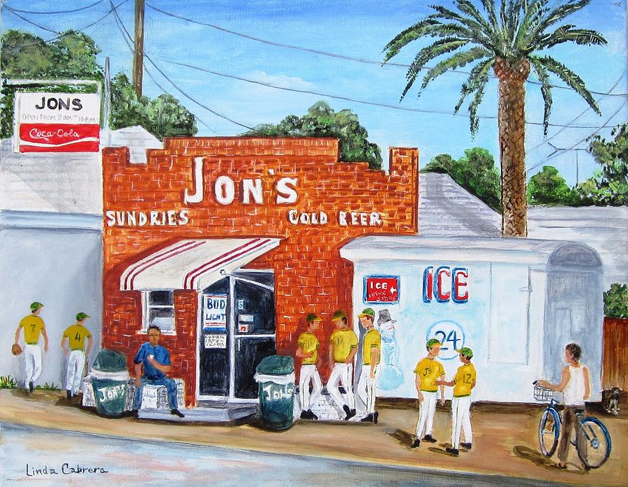 Baseball Painting - Jons Ham by Linda Cabrera