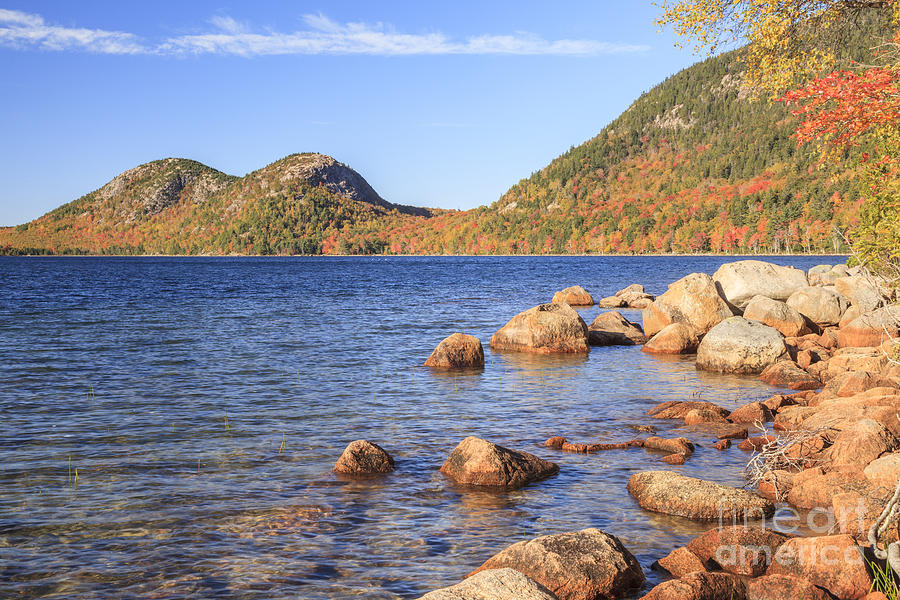 Jordan Pond and The Bubbles in Autumn Acadia National Park Photograph by Ken Brown