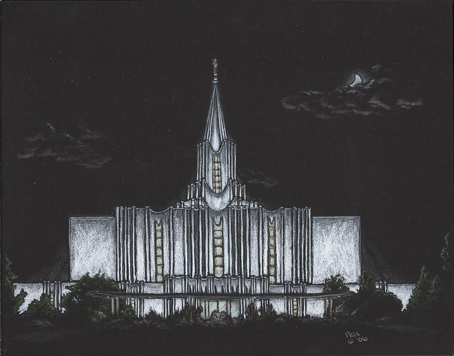 Architecture Drawing - Jordan River Utah LDS Temple by Pris Hardy