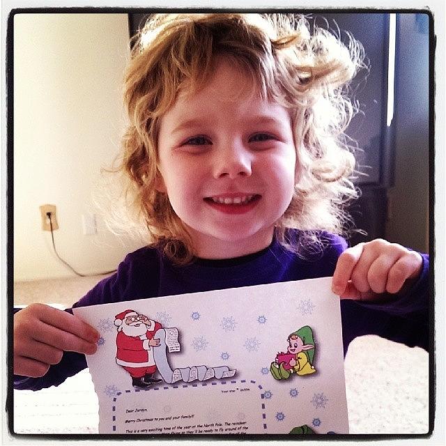Christmas Photograph - Jordyn Received A Letter From Santa by Jenna Shobe