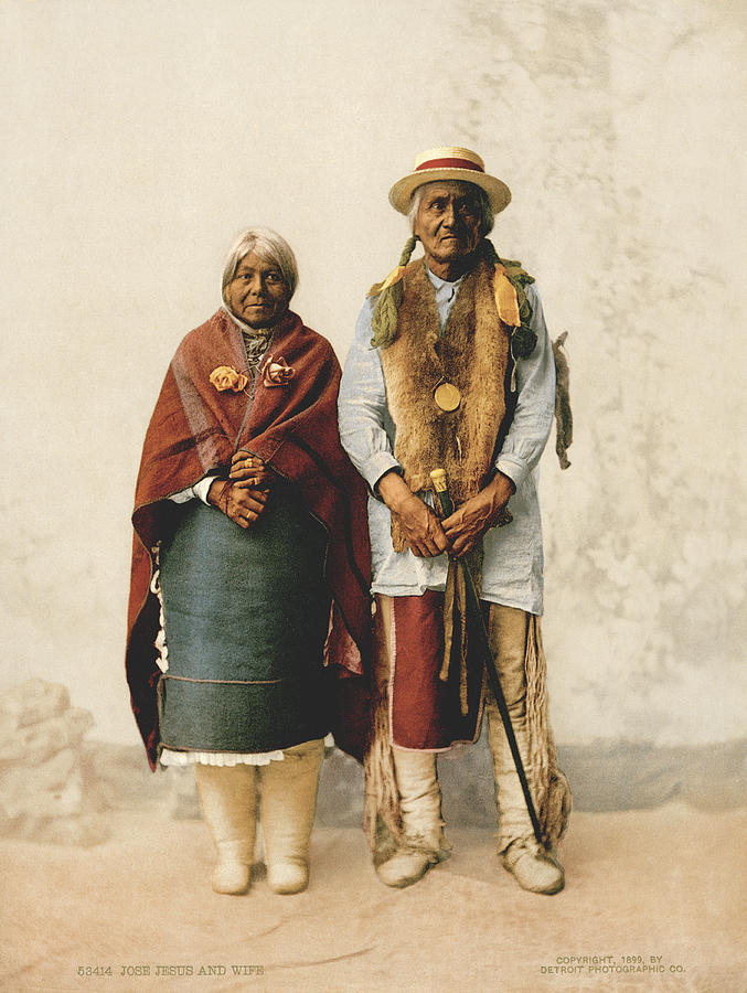 Native American Photograph - Jose Jesus And Wife by Underwood Archives