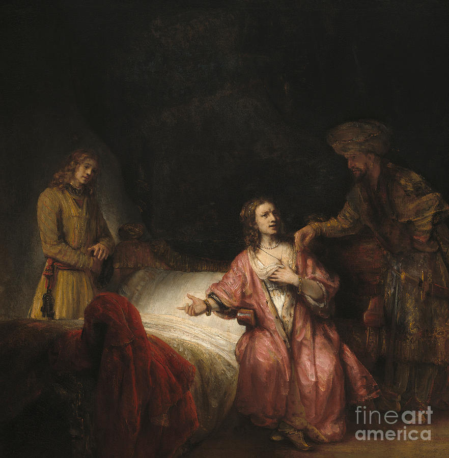 Joseph Accused by Potiphars Wife Painting by Rembrandt