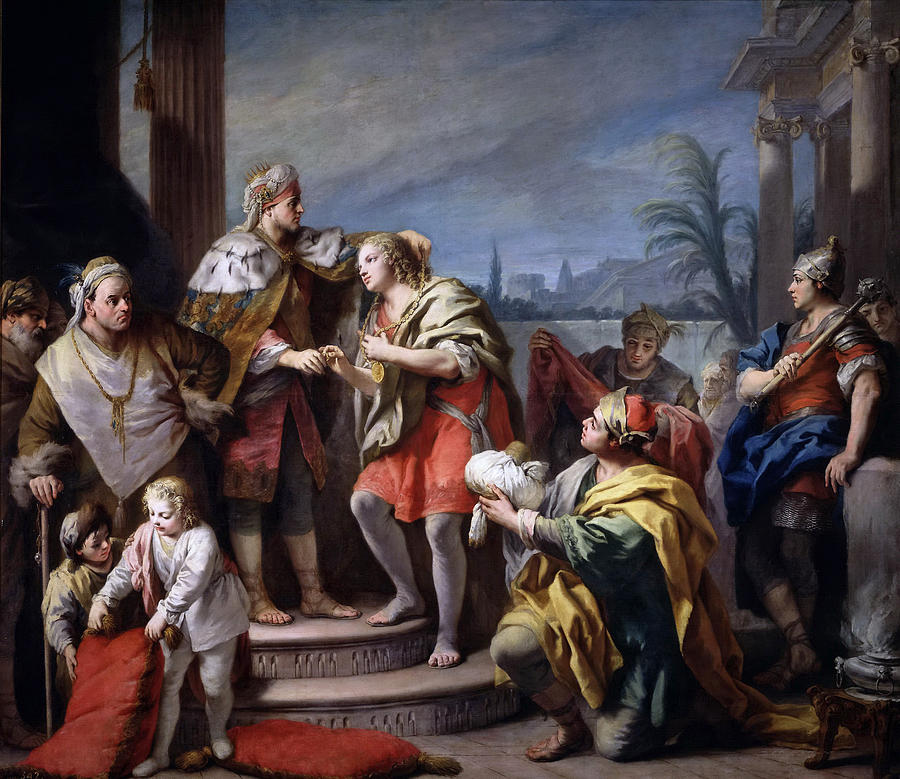 Joseph in the Pharaohs Palace Painting by Jacopo Amigoni