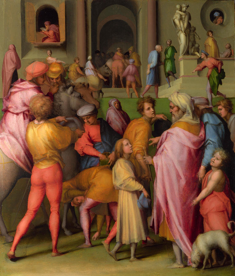 Pontormo Painting - Joseph sold to Potiphar by Pontormo