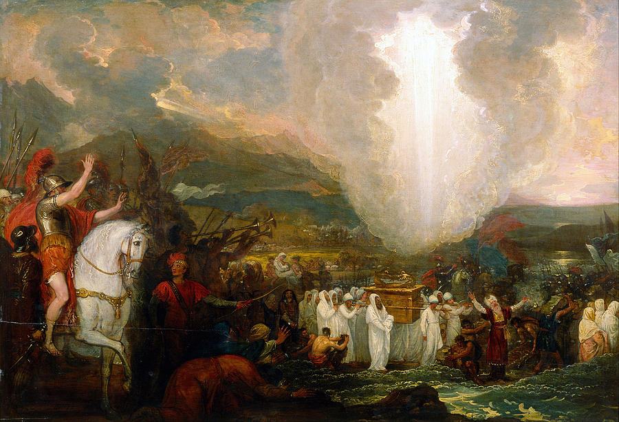 Benjamin West Painting - Joshua passing the River Jordan with the Ark of the Covenant by Benjamin West
