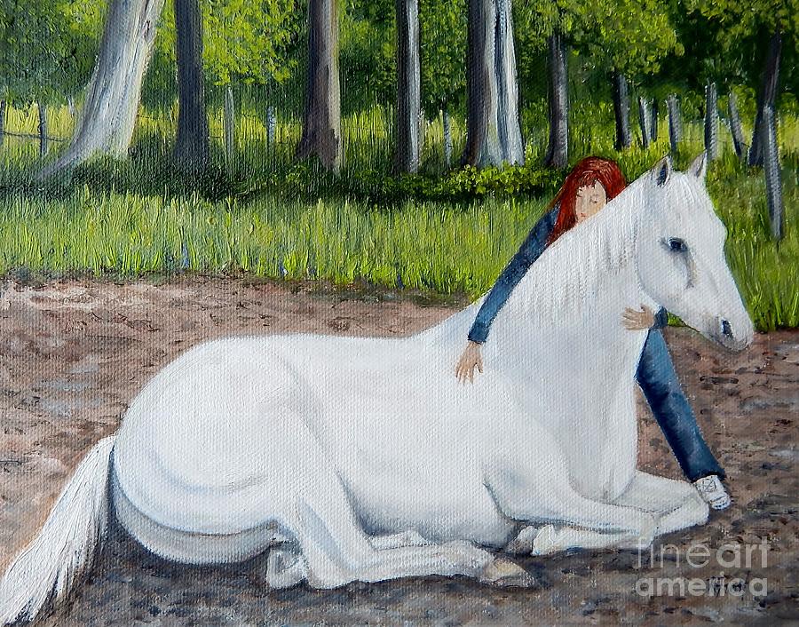 Horse Painting - Josie and Blue by Reb Frost