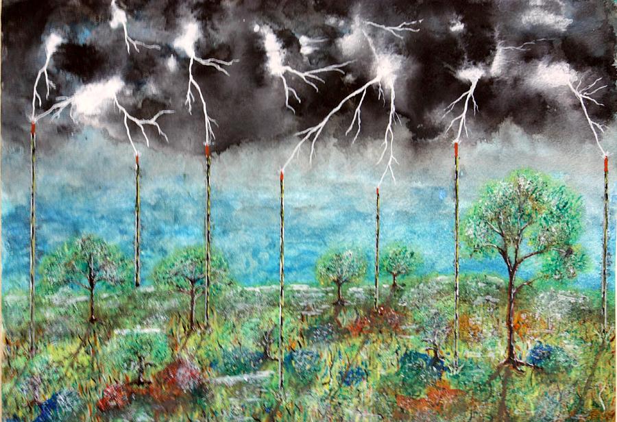 Lightning Sub-Station#1 Painting by Douglas Beatenhead