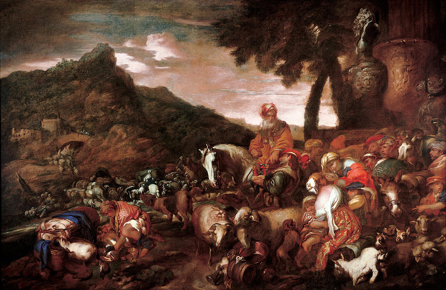 Journey of the Family of Abraham Painting by Giovanni Benedetto Castiglione