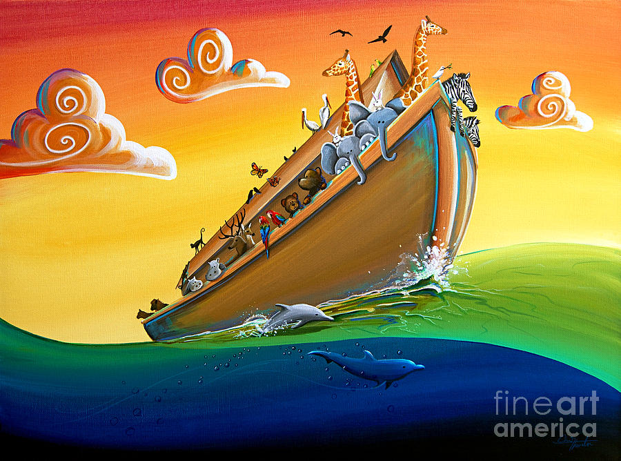 Animal Painting - Noahs Ark - Journey To New Beginnings by Cindy Thornton