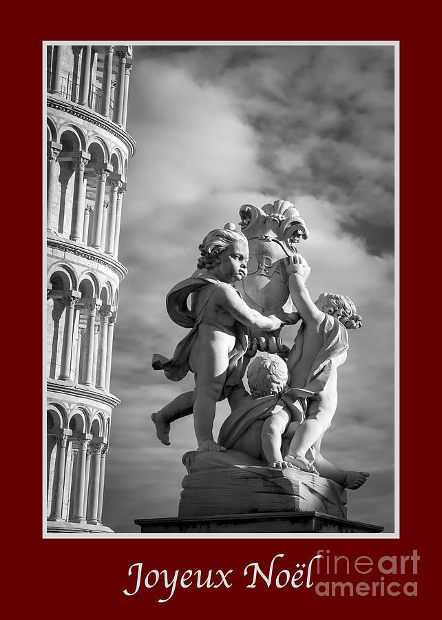Holiday Photograph - Joyeux Noel with Fountain of Angels by Prints of Italy