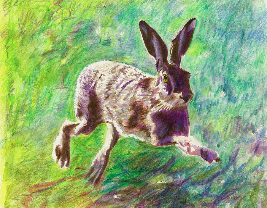 Spring Painting - Joyful hare by Helen White