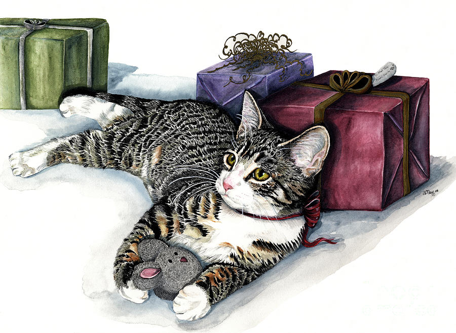 Joyful  Tabby Cat Painting by Shari Nees
