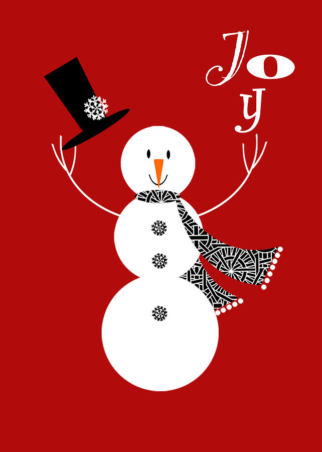 Christmas Digital Art - Joyful Snowman by Valerie Drake Lesiak