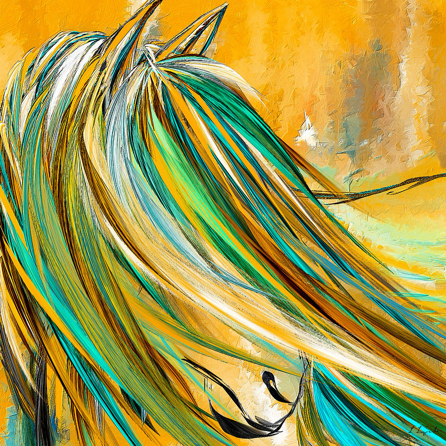 Joyous Soul- Yellow And Turquoise Artwork Painting by Lourry Legarde