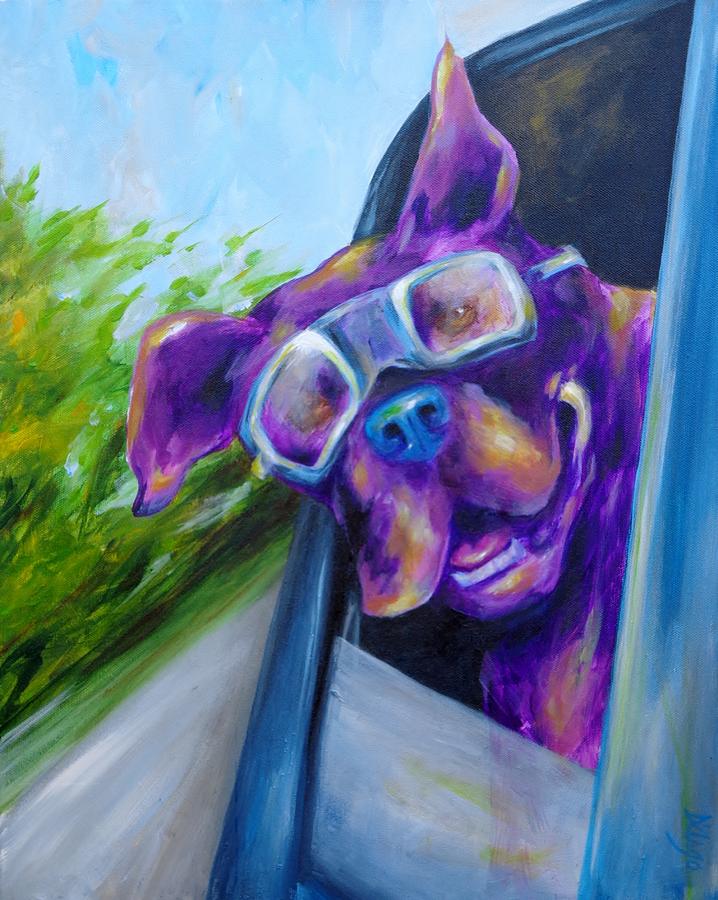 Joyriding Dog Painting by Dina Dargo