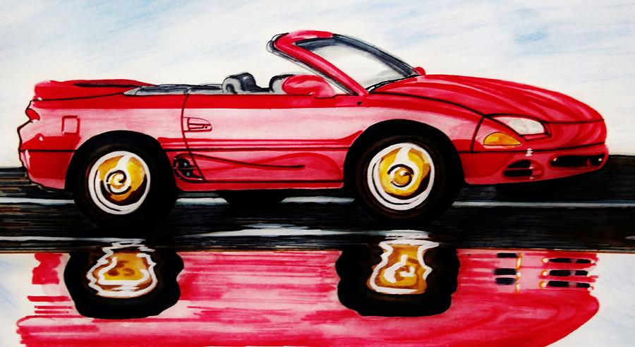 Joyriding in a Red Car Mixed Media by Marjudy Royo - Fine Art America