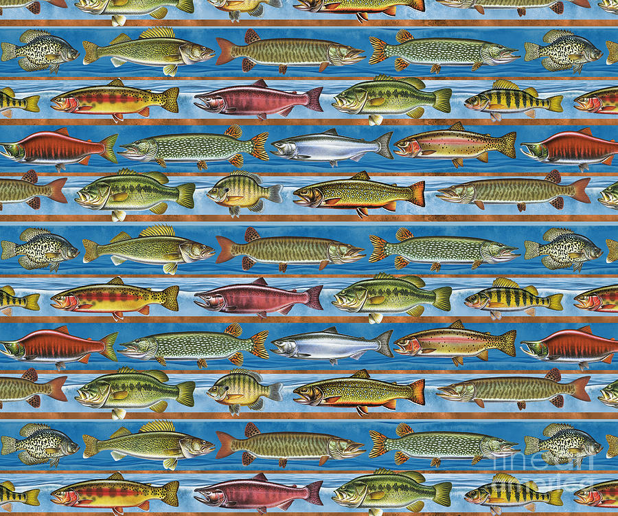 JQW Fish Row Pillow Painting by JQ Licensing