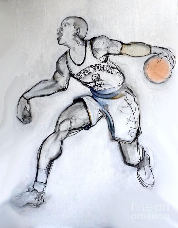 JR - basketball Drawing by Carolyn Weltman
