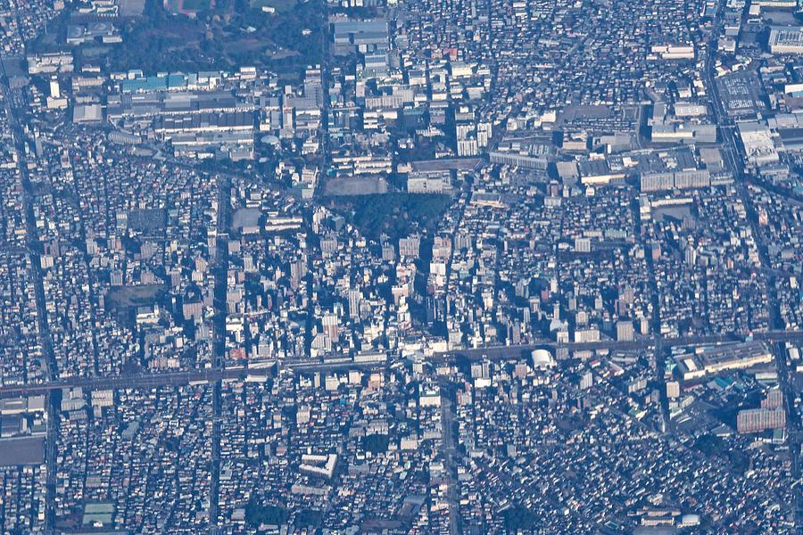 JR Hiratsuka station in Hiratsuka city in Kanagawa prefecture in Japan daytime aerial view from airplane Photograph by Taro Hama @ e-kamakura