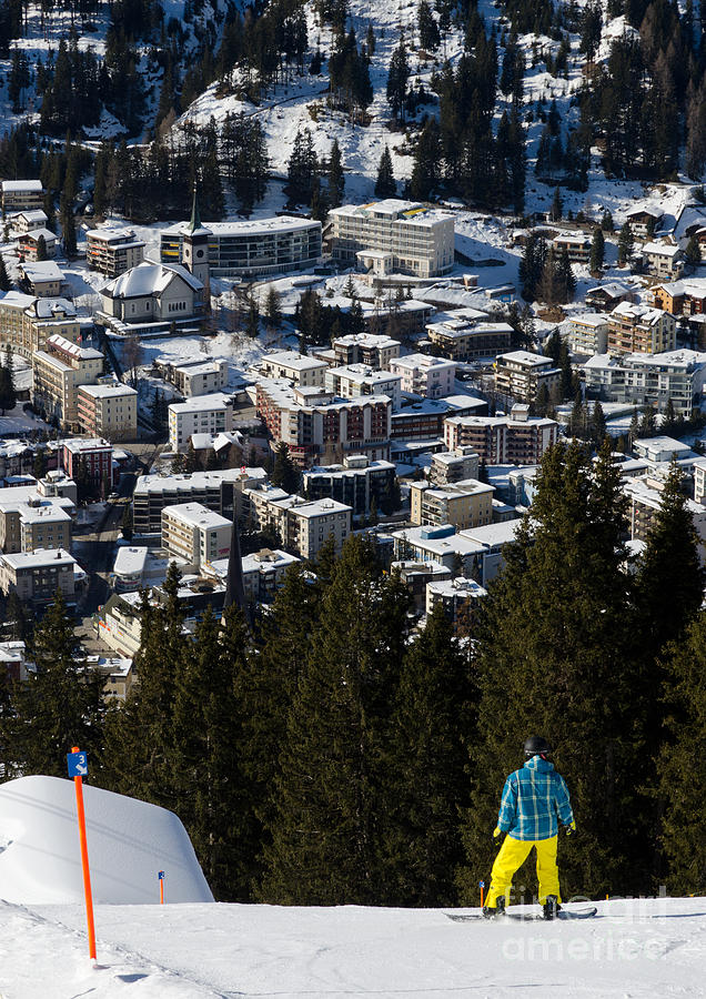Jschalp Snowboarder Davos Town Jakobshorn Photograph