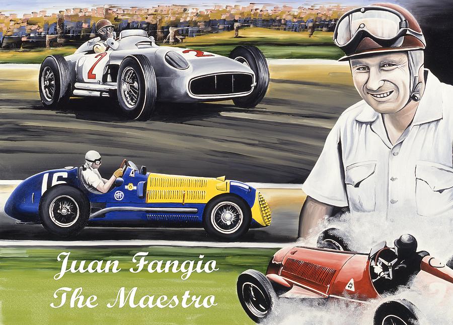 Juan Fangio Painting - Juan Fangio by Kevin Waite