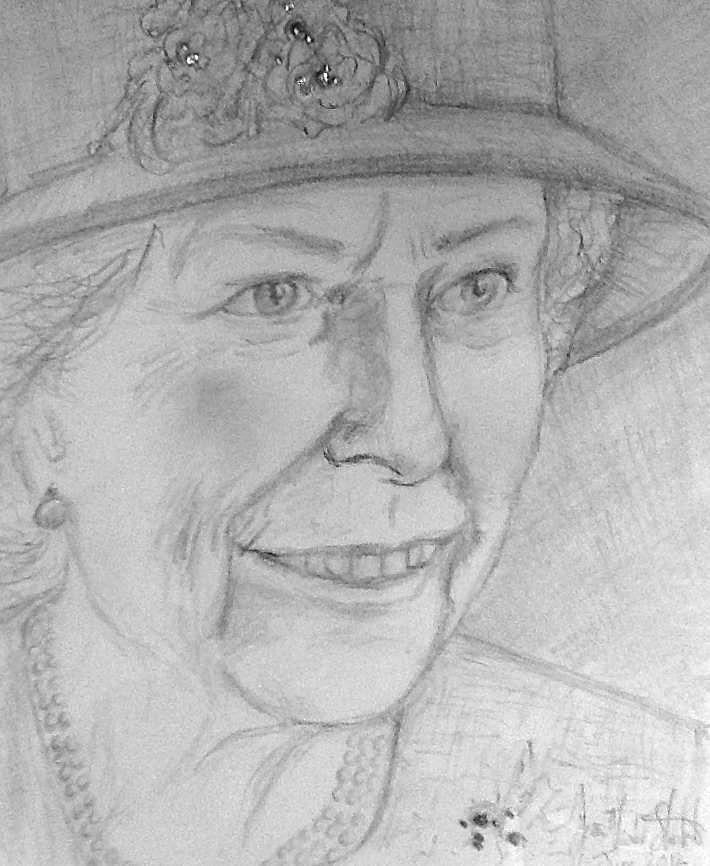Jubilee Queen Drawing by Joan-Violet Stretch